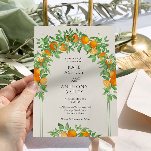 Orange Blossom Arch Wedding Invitation (Wedding Invitation with arch pergola from the Orange Blossom Wedding Collection by Darling & May)