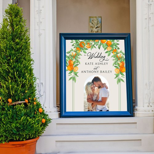 Orange Blossom Arch Wedding Photo Welcome Poster