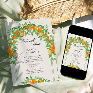 Orange Blossom Arch Wedding Rehearsal Dinner Invitation