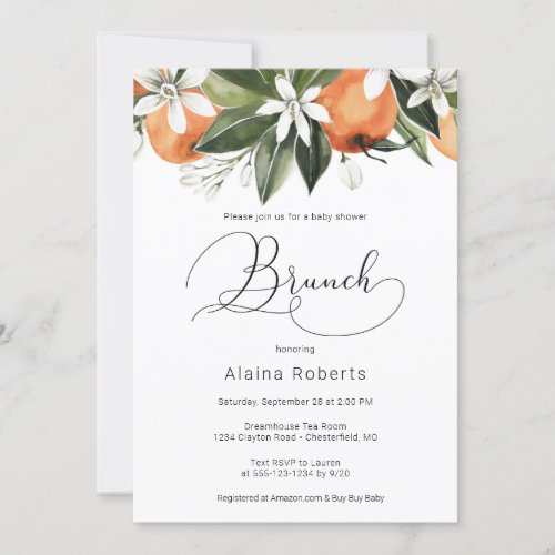 Orange Blossom Baby Shower Brunch Invitation