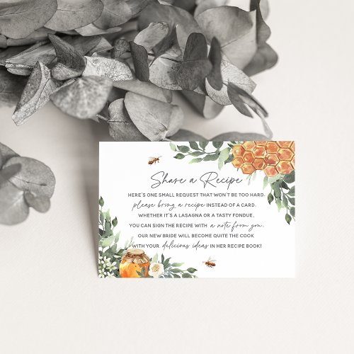 Orange Blossom Bee Bridal Shower Recipe Request Enclosure Card