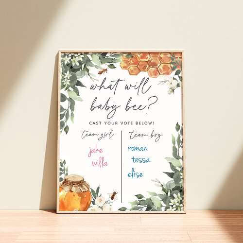 Orange Blossom Bee Gender Reveal Voting Poster