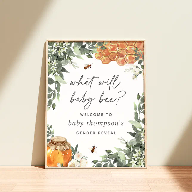 Orange Blossom Bee Gender Reveal Sign Zazzle