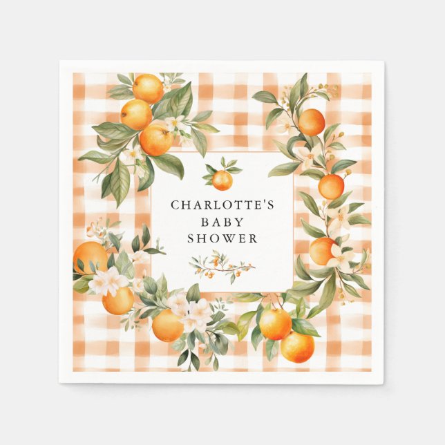 Orange Blossom Bliss Little Cutie Baby Shower Napkins (Front)