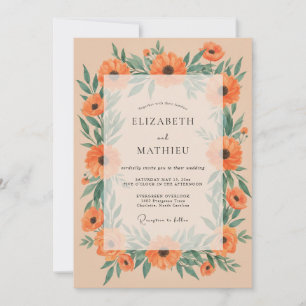 Orange Blossom Botanical Romance Wedding Invitation