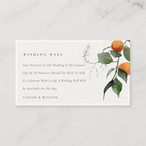 Orange Blossom Botanical Wedding Wishing Well Enclosure Card