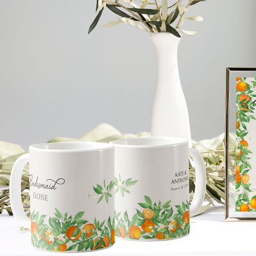 Orange Blossom Bridesmaid Wedding Party Gift Coffee Mug