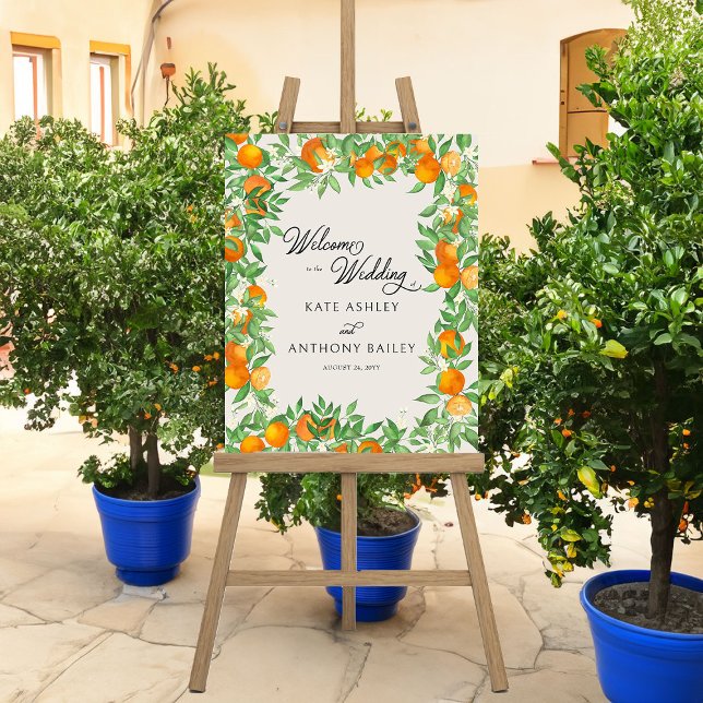 Orange Blossom Citrus Fruit Theme Wedding Welcome Foam Board (Wedding Welcome Sign from the Orange Blossom Wedding Collection by Darling & May)