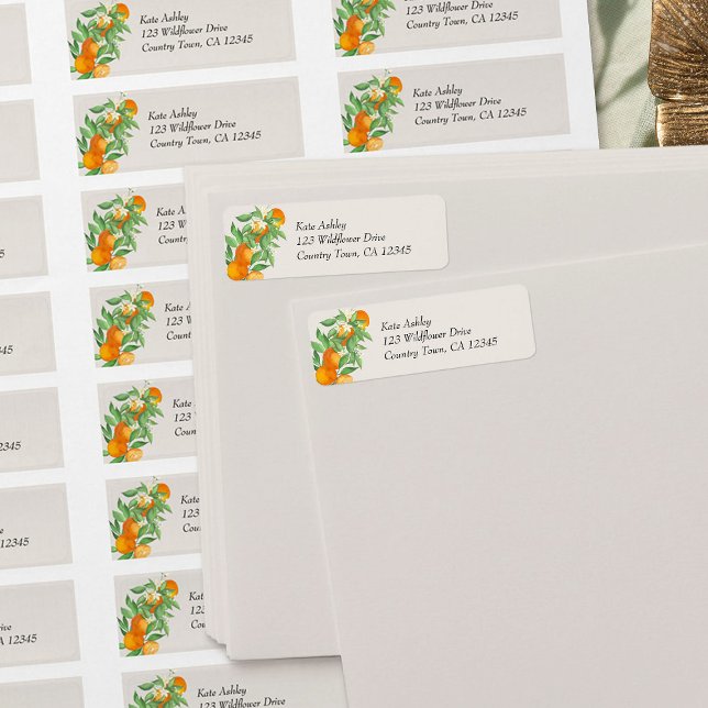 Orange Blossom Citrus Wedding Address Label (Return Address Labels from the Orange Blossom Wedding Collection by Darling & May)