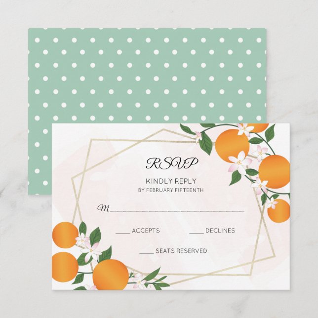 Orange Blossom Citrus Wedding RSVP Card (Front/Back)