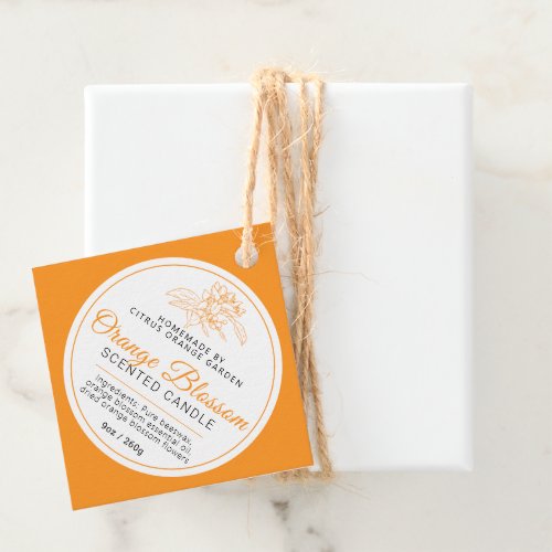 Orange blossom drawing candle ingredients barcode favor tags