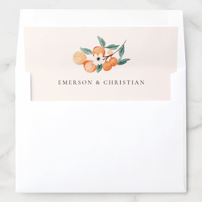 Orange Blossom Envelope Liner Wedding Invite E200 (In Envelope)