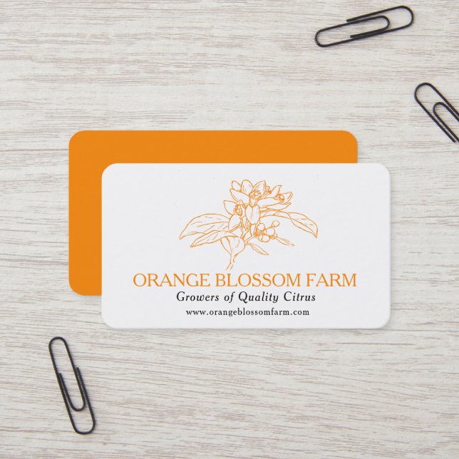 Orange blossom farm plant citrus suppliers business card (Front/Back In Situ)