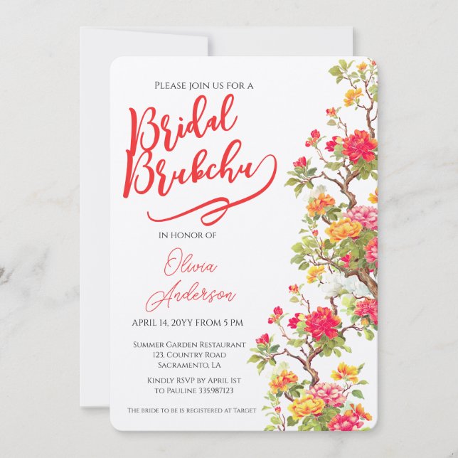 Orange Blossom Floral Bridal Shower Invitation (Front)