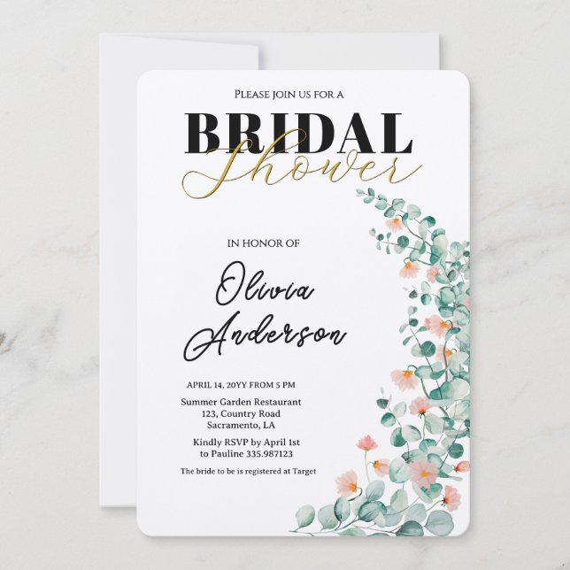 Orange Blossom Floral Bridal Shower Invitation (Front)