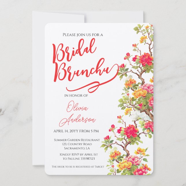Orange Blossom Floral Bridal Shower Invitation (Front)
