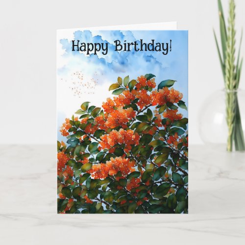 Orange Blossom Flowers Cheerful Birthday Card