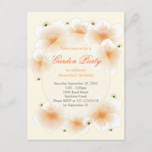 Orange Blossom Flowers Romantic Birthday Party Invitation Postcard