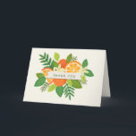 Orange Blossom Folded Thank You Card<br><div class="desc">A cheerful orange illustration brings to mind sunny summer days. The design can be personalized with your own message or name.The illustration includes hand-drawn images of oranges,  slices,  flower blossoms and leaves in bright colors including orange,  yellow,  green and cream.</div>