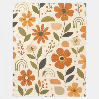 Orange Blossom Garden Fleece Blanket