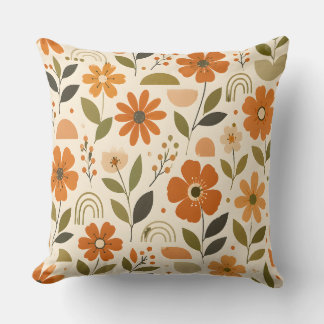 Orange Blossom Garden Throw Pillow