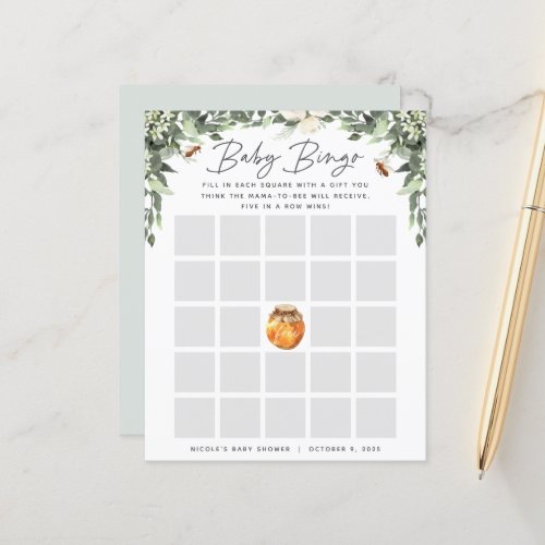 Orange Blossom Honey Bee Baby Shower Bingo Game