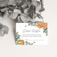 Orange Blossom Honey Bee Baby Shower Diaper Raffle Enclosure Card