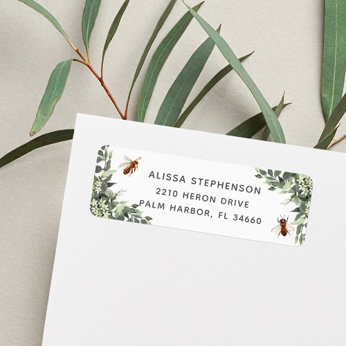 Orange Blossom Honey Bee Return Address Label