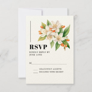 Orange Blossom & Jasmine Blooms Wedding RSVP Card