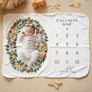 Orange Blossom Little Cutie Baby Milestone Blanket