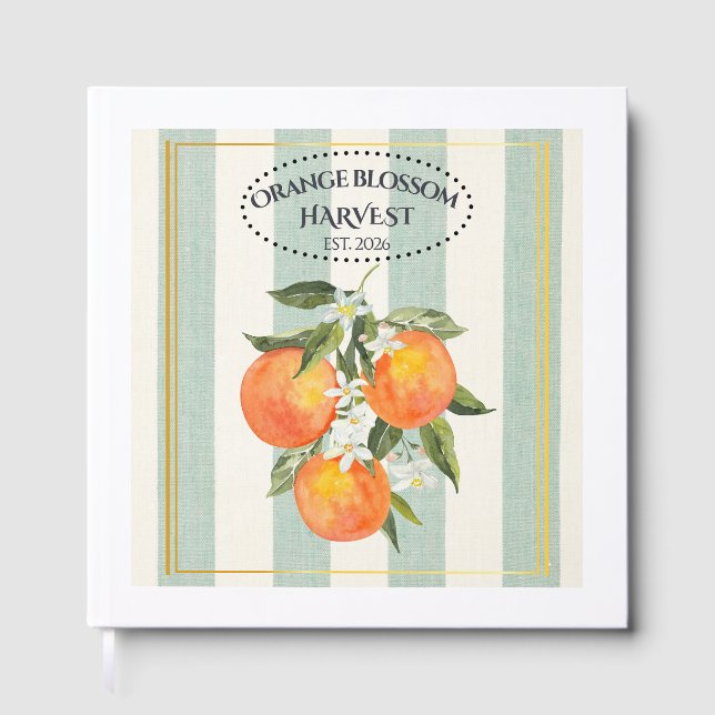  Orange Blossom - Mediterranean Citrus Label Guest Book (Front)