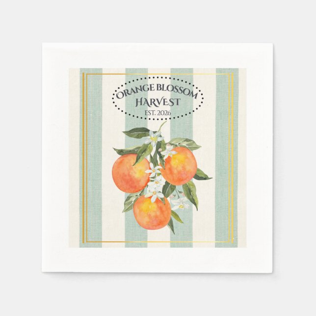  Orange Blossom - Mediterranean Citrus Label Napkins (Front)