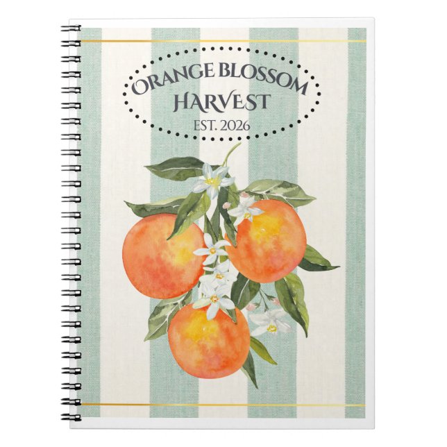  Orange Blossom - Mediterranean Citrus Label Notebook (Front)