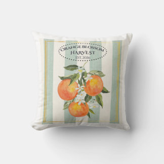 Orange Blossom - Mediterranean Citrus Label Throw Pillow