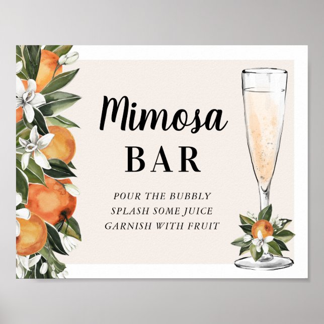 Orange Blossom Mimosa Bar Shower Sign (Front)