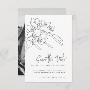 Orange blossom mono photo wedding save the date