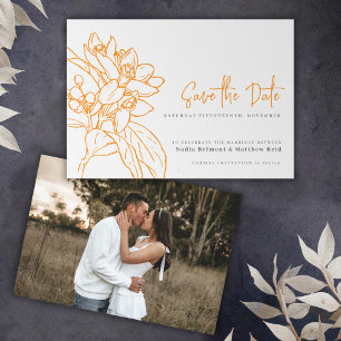 Orange blossom mono photo wedding save the date