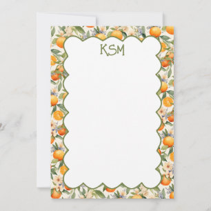Orange Blossom Monogram Note Cards