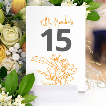 Orange Blossom Photo Wedding Orange Gray Table Number by mylittleedenweddings at Zazzle
