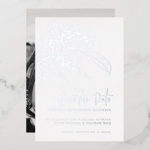 Orange blossom photo wedding save the date foil invitation