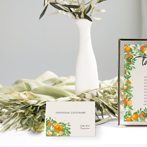 Orange Blossom Printed Guest Name Place Card