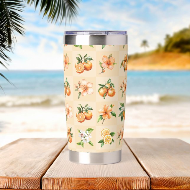 Orange Blossom & Tangerine  Insulated Tumbler (Beach (Rotated))
