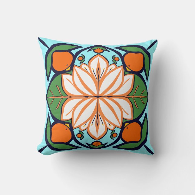 Orange Blossom Throw Pillow (Front)