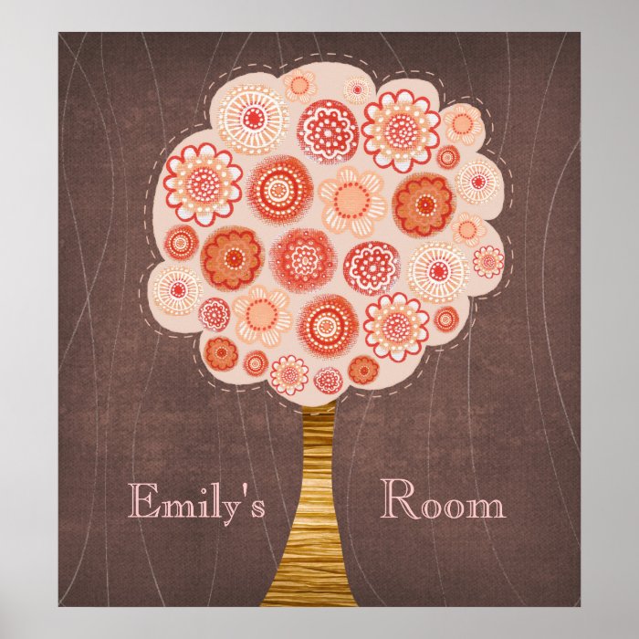 Orange Blossom Tree Baby Girl Room Wall Poster