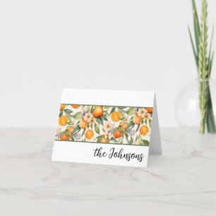 Orange Blossom Watercolor Stationery Thank You Card