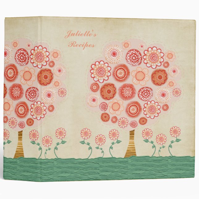 Orange Blossom Wedding 3 Ring Recipe Book Binder (Front/Spine)