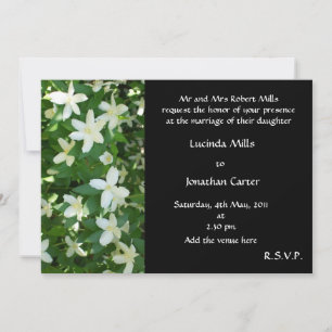 Orange Blossom Wedding Invitation, White on Black Invitation