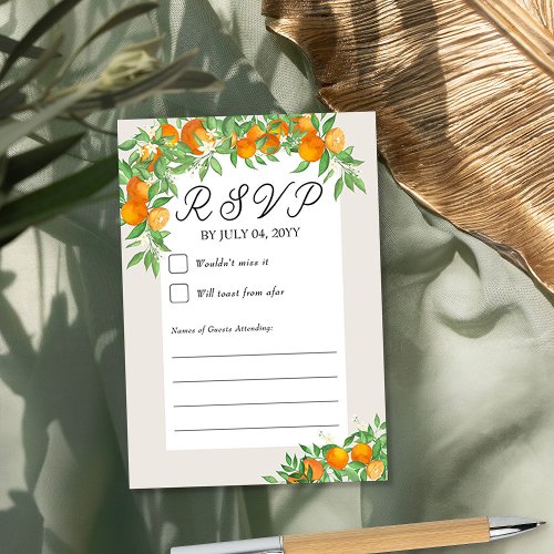 Orange Blossom Wedding Neutral Framed RSVP Card