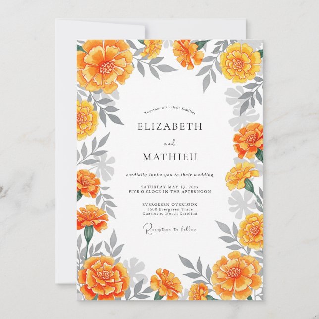 Orange Blossom Whimsy Wedding Invitation (Front)