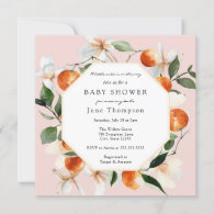 Orange Blossoms and Clementines Baby Shower Invitation